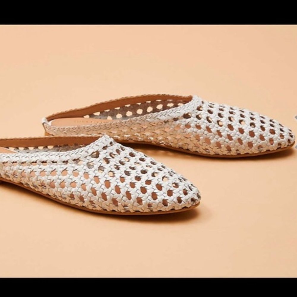 SALT + UMBER White Shanti Open Weave Leather Mule